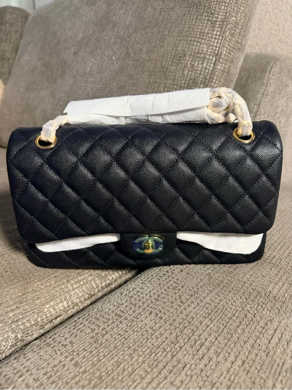 CHANEL Black Quilted Shoulder Bag with Gold-Tone Hardware
